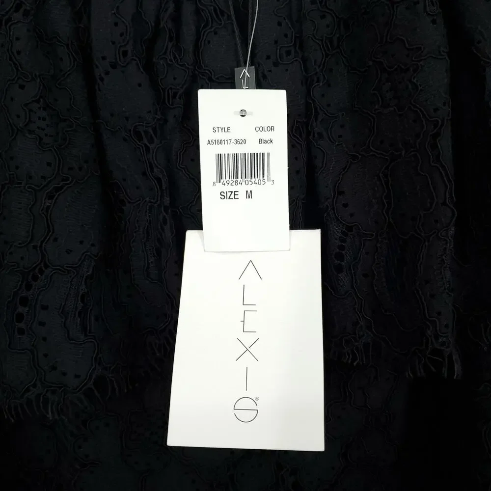 Revolve Alexis Laurena Off the Shoulder Black Top Size Medium NWT